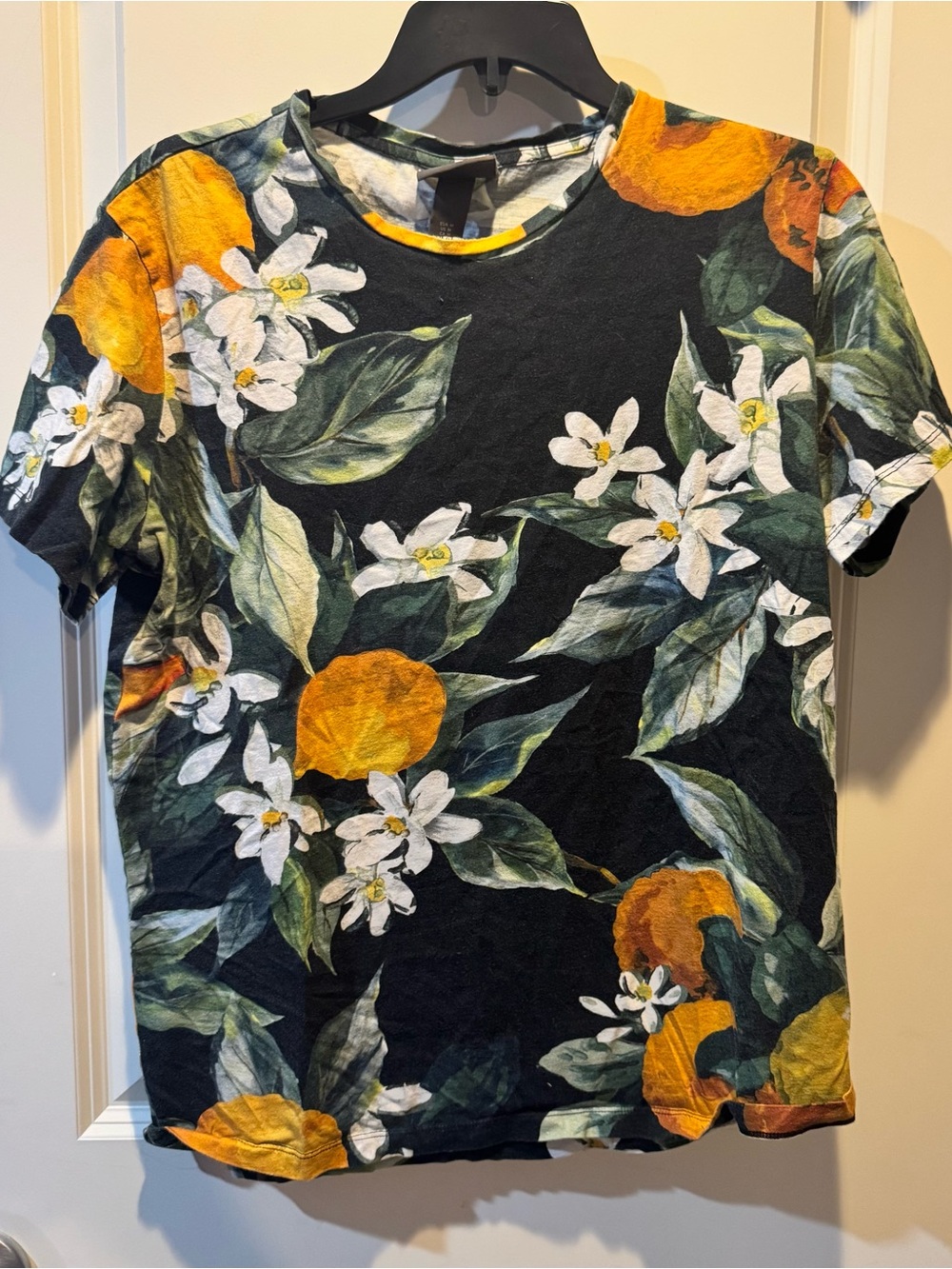 H&M Orange Print Short Sleeve T-Shirt